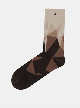 Krémovo-hnedé vzorované unisex ponožky V páru