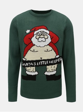 Tmavozelený sveter s motívom Mikuláša Shine Original Xmas