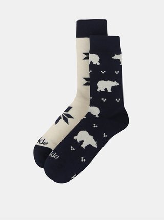 Sosete unisex albastru inchis cu motiv urs Fusakle Polarnik