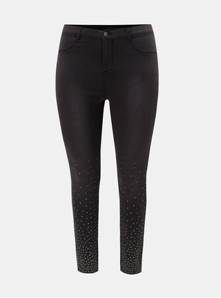 Tmavě šedé slim džíny s ozdobnou aplikací na nohavicích Dorothy Perkins Curve