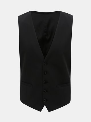 Vesta formala neagra muscle fit Burton Menswear London