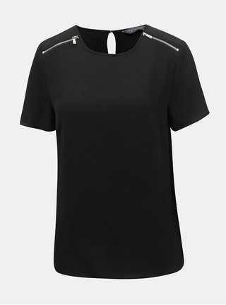 Čierna blúzka s ozdobnými zipsami Dorothy Perkins