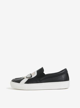 Černé kožené slip on KARL LAGERFELD Kupsole