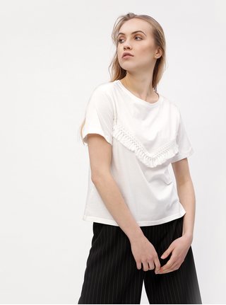 Bílé tričko s třásněmi VERO MODA Tally