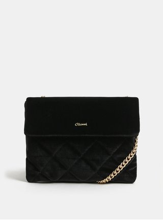 Čierna zamatová prešívaná crossbody kabelka Gionni