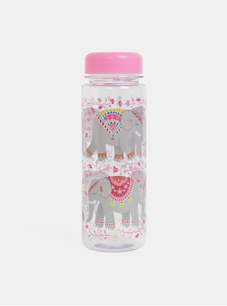 Růžová láhev na vodu s motivem slonů Sass&Belle Mandala Elephant