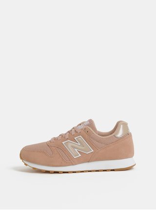 Starorůžové dámské semišové tenisky New Balance 373
