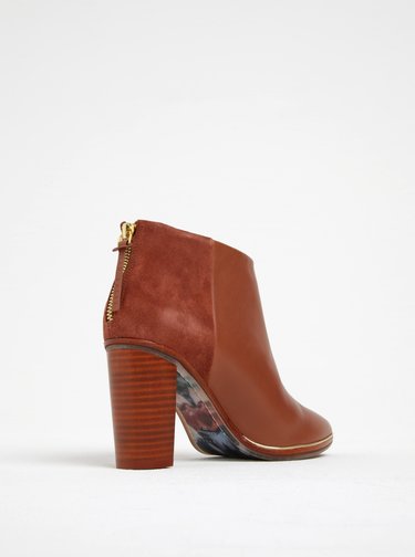 Botine maro din piele naturala cu toc inalt - Ted Baker Azaila