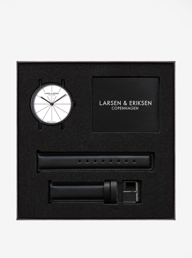 Hodinky s čiernym koženým remienkom LARSEN & ERIKSEN