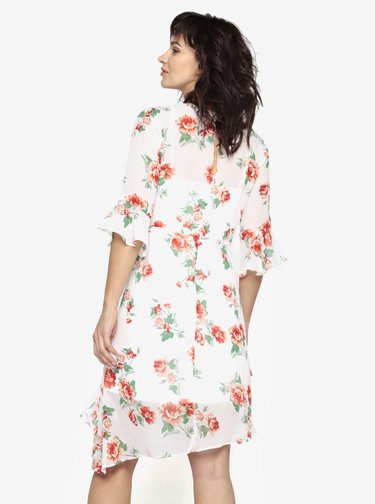 Bílé asymetrické květované šaty s volány Miss Selfridge