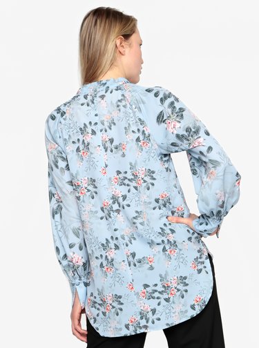 Bluza albastra cu print floral si funda - French Connection Kioa