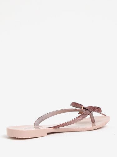 Papuci flip-flop roz cu funda si aspect metalic Melissa Harmonic Chrome