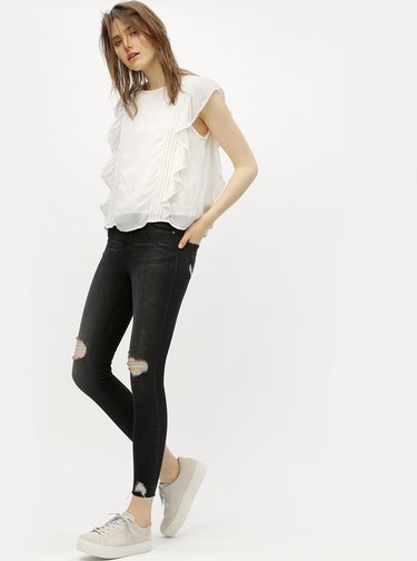 Bílý top s volány VERO MODA Suman