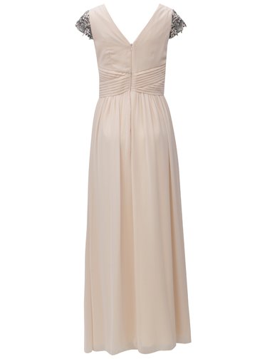 Rochie maxi roz piersica cu margele Little Mistress