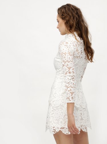 Biele čipkované šaty s dlhým rukávom MISSGUIDED