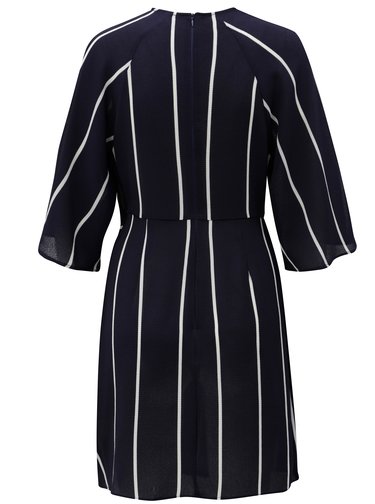 Rochie albastru inchis in dungi cu nod in fata si maneci 3/4 AX Paris
