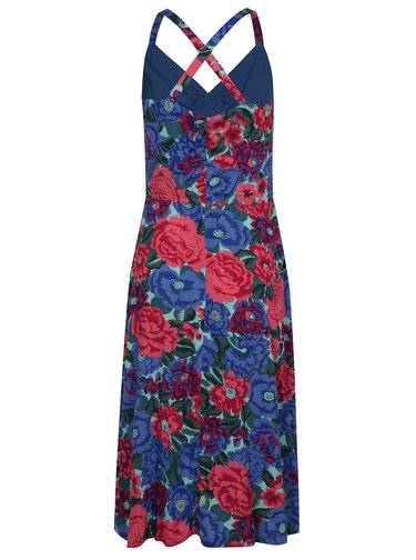 Rochie roz-albastru cu model floral Fever London Dahlia