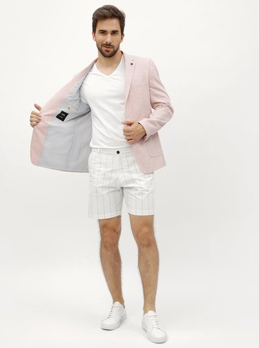 Světle růžové žíhané sako Burton Menswear London