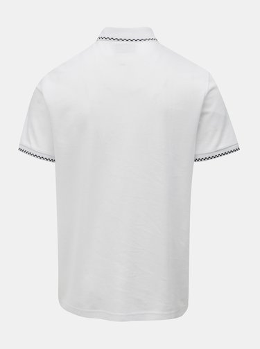 Biele polo tričko s kockovanými detailmi Original Penguin Check Tipped