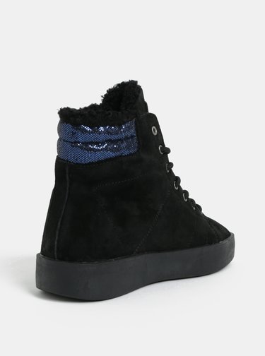 Čierne dámske semišové členkové tenisky Pepe Jeans Brixton