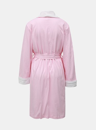 Halat de baie alb-roz in dungi Lauren Ralph Lauren