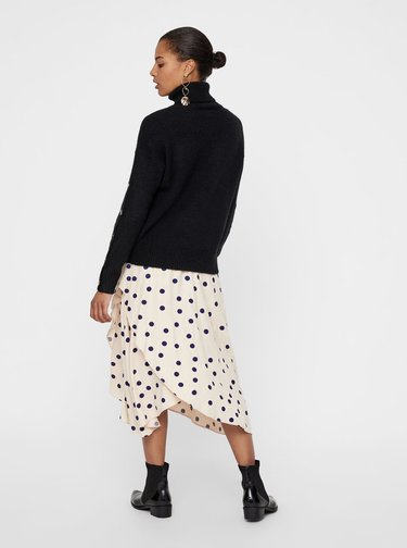 Černý svetr s rolákem a knoflíky na rukávech VERO MODA Acel