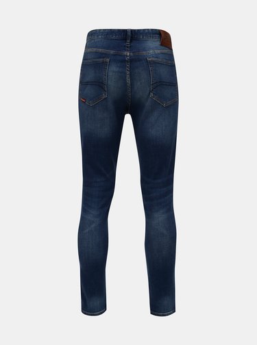 Modré pánské zkrácené slim džíny s vyšisovaným efektem Superdry Tyler