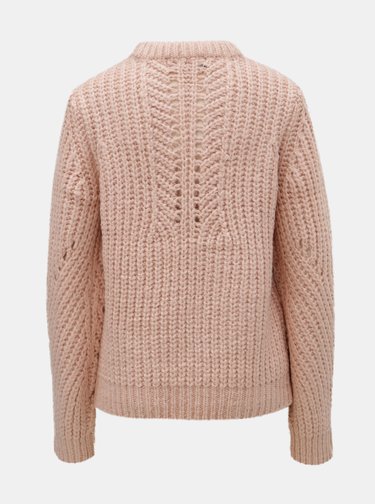 Světle růžový svetr se širokými oky VERO MODA Pica