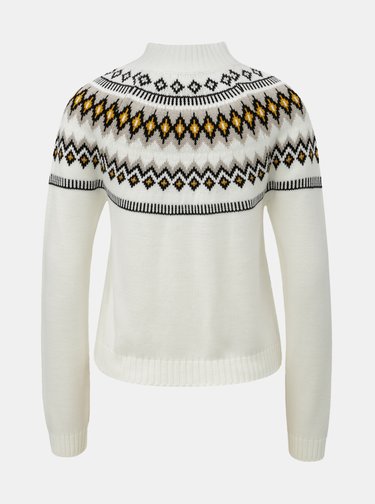 Biely vzorovaný sveter so stojačikom Miss Selfridge