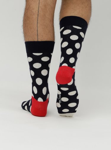 Tmavomodré unisex ponožky s bielymi bodkami Happy Socks Big Dots
