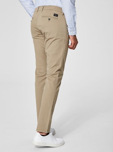 Pantaloni chino bej din bumbac Selected Homme Three Paris