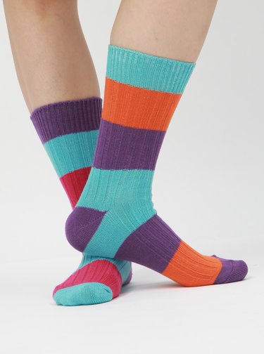 Set de 3 sosete unisex albastru-mov in dungi Oddsocks Rocky