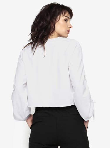 Bluza alba cu incretituri pe maneci MISSGUIDED