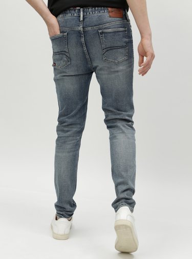 Modré pánske skinny rifle s vyšúchaným efektom Superdry