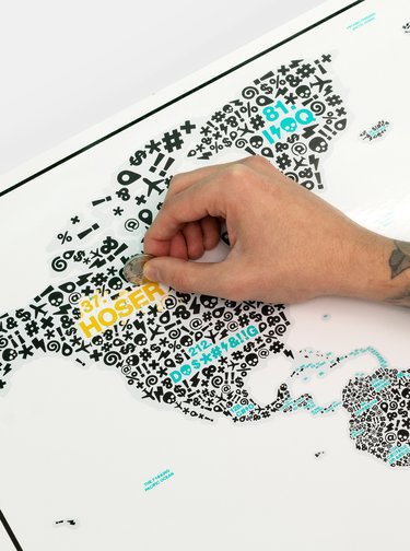 Bílá stírací mapa Luckies Of the f*#?ing world