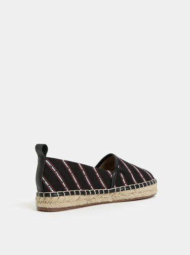 Čierne espadrilky s koženými detailmi KARL LAGERFELD Kamini