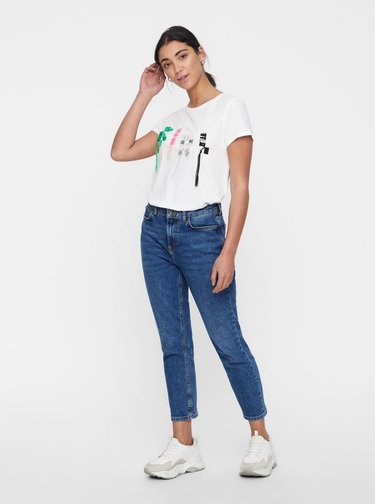 Tricou crem cu decoratii Noisy May Lizy