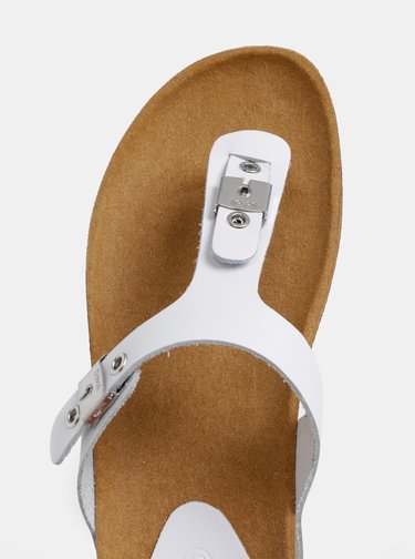 Papuci flip-flop albi de dama din piele Scholl Bimini