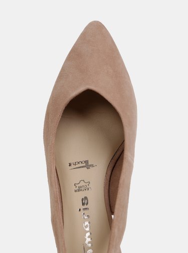 Pantofi bej din piele intoarsa Tamaris