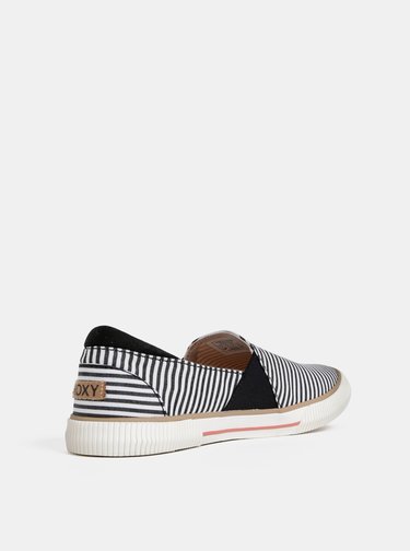 Pantofi slip on alb-negru in dungi Roxy Brayden