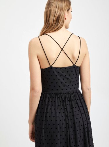 Rochie maxi neagra din tille cu buline VILA Mindy