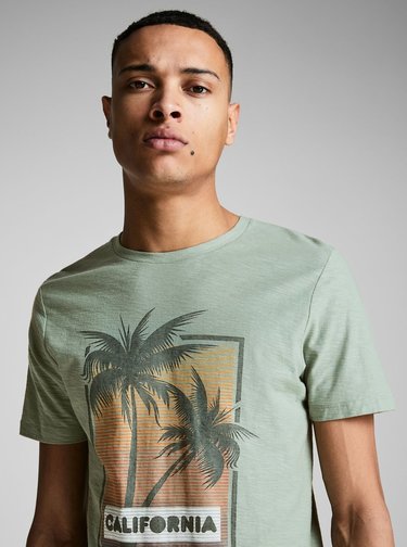 Tricou verde deschis slim fit Jack & Jones Newpleo