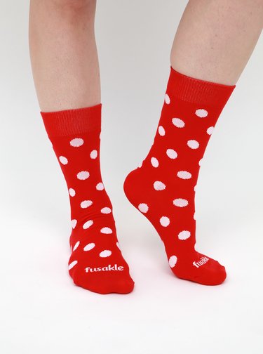 Sosete unisex alb&rosu cu buline Fusakle Komanč
