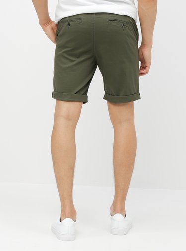 Tmavě zelené chino kraťasy Selected Homme Paris