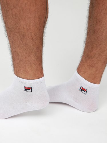 Sada tří párů bílých kotníkových ponožek FILA