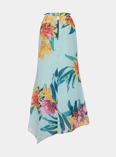 Světle modré květované asymetrické šaty Dorothy Perkins