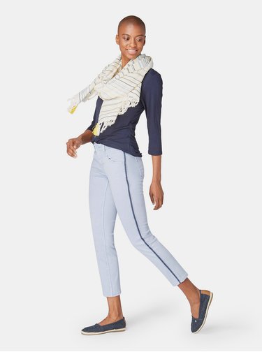 Blugi albastru deschis slim fit de dama pana la glezne Tom Tailor