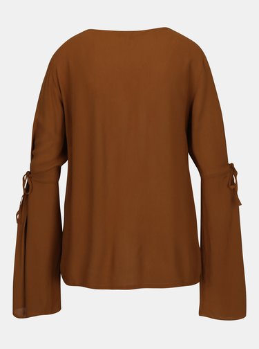 Hnedá blúzka s dlhým rukávom VERO MODA Ella