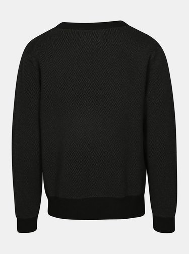 Pulover negru cu gri cu model Herringbone HYMN