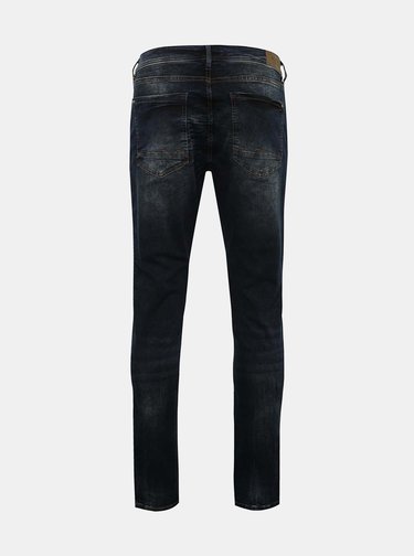 Blugi slim fit albastru-negru Blend cu aspect prespalat